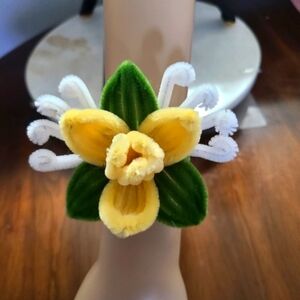 Handmade Wrist Corsage Or Bracelet For Wedding And Prom Yellow White And Green